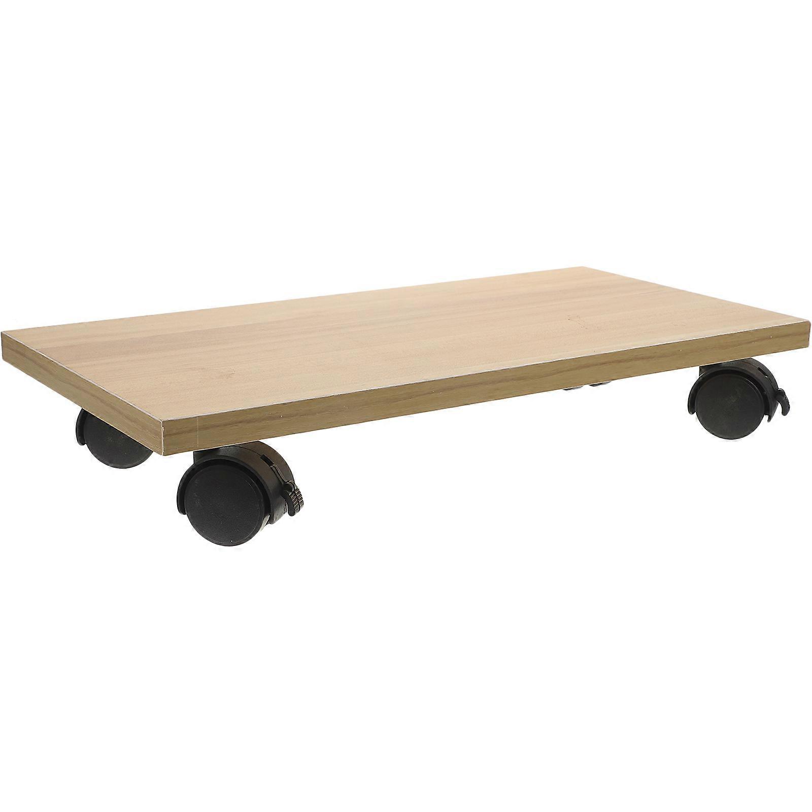 Computer Case Stand With Universal Wheels For Home Office Easy Movement 1Set Rectangular Khaki Mobile Design