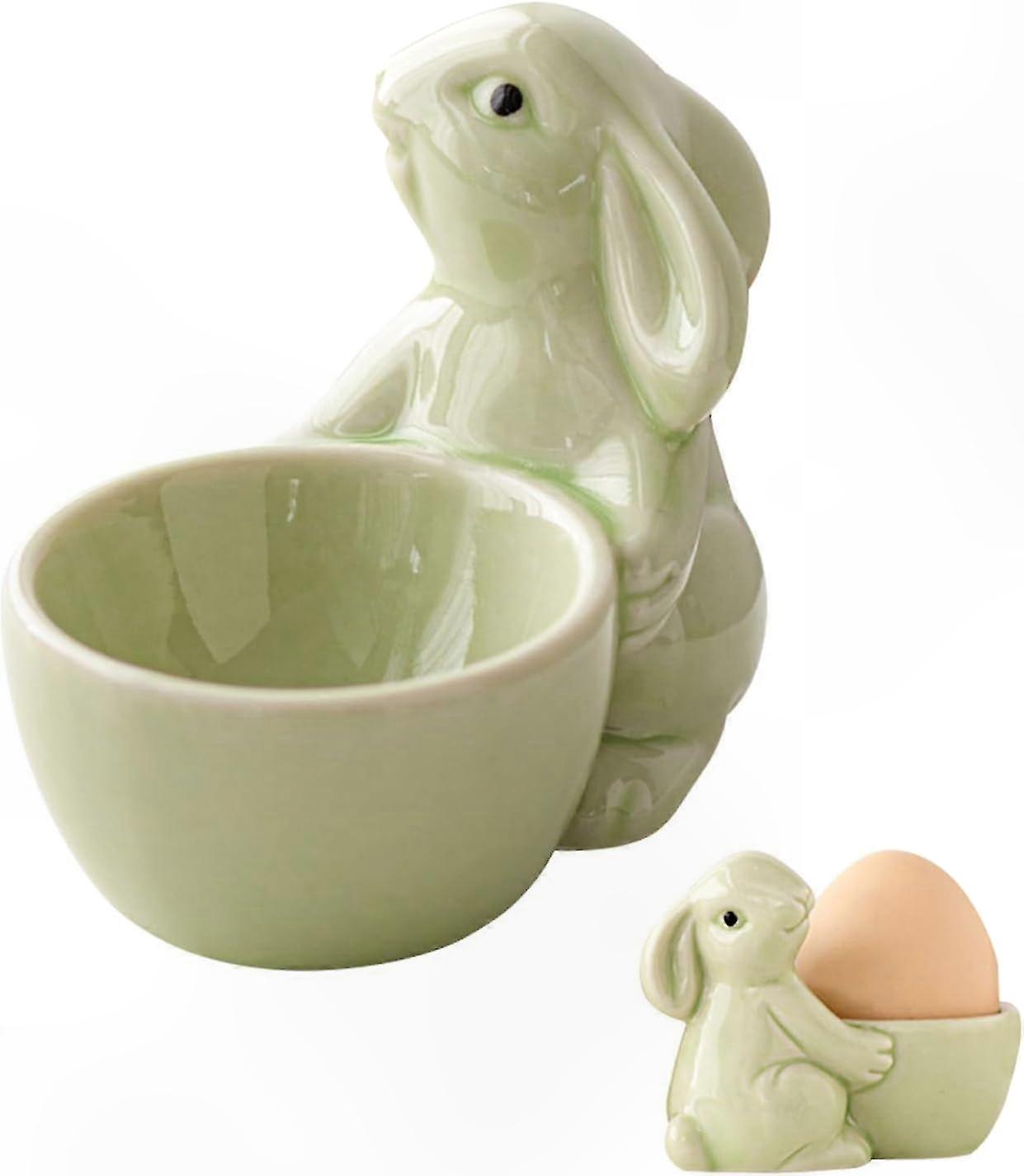 Porcelain Egg Cups Set for Boiled Eggs, Kids Easter Spring Dining Decor