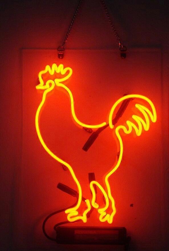 Rooster Handmade Real Glass Neon Sign - 14"x9" Farmhouse & Rustic Kitchen Wall Decor Nightlight Artwork