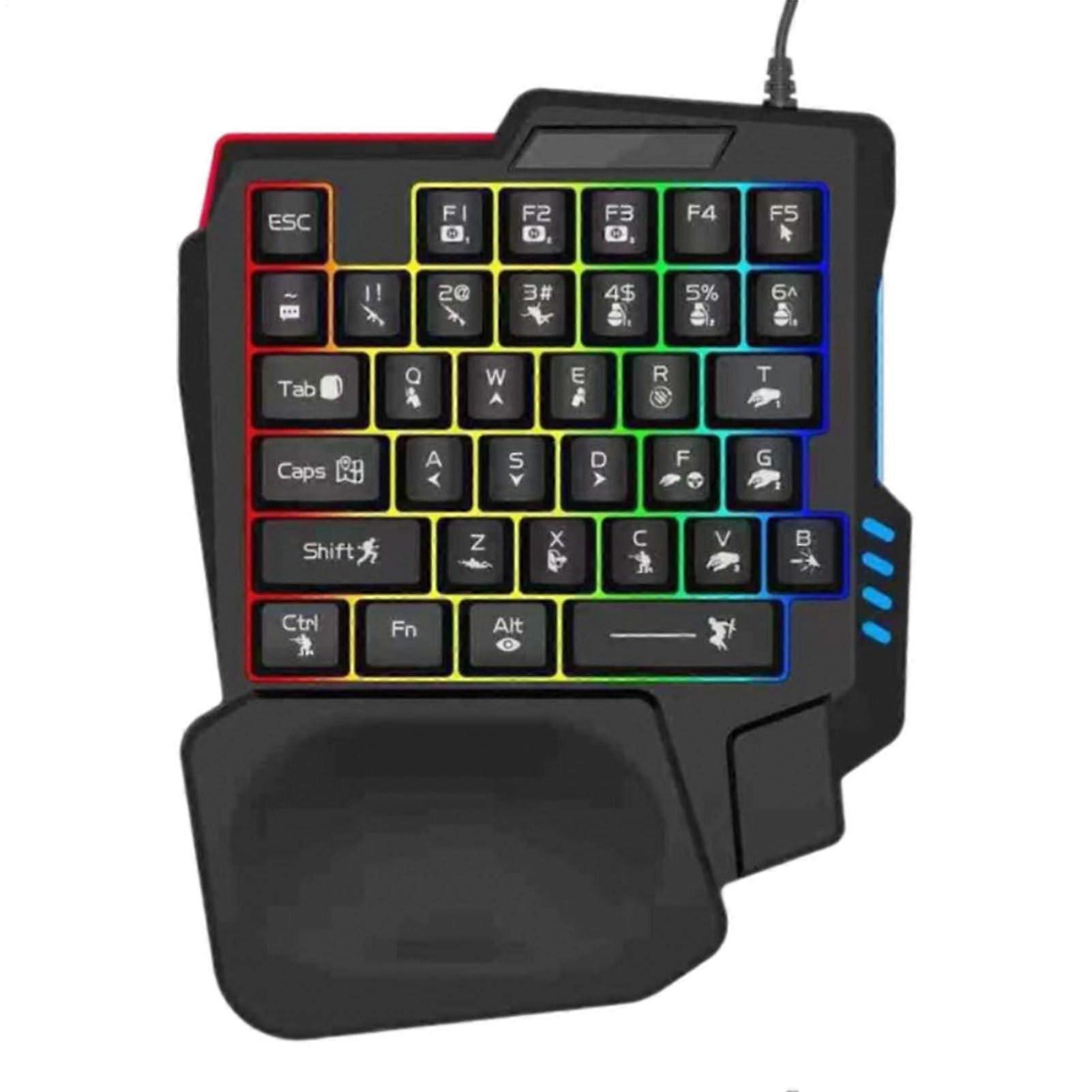 OneHanded Mechanical Gaming Keyboard with Ergonomic Keypad, Programmable Keys, Wireless and Wired Modes, Compact Black Design