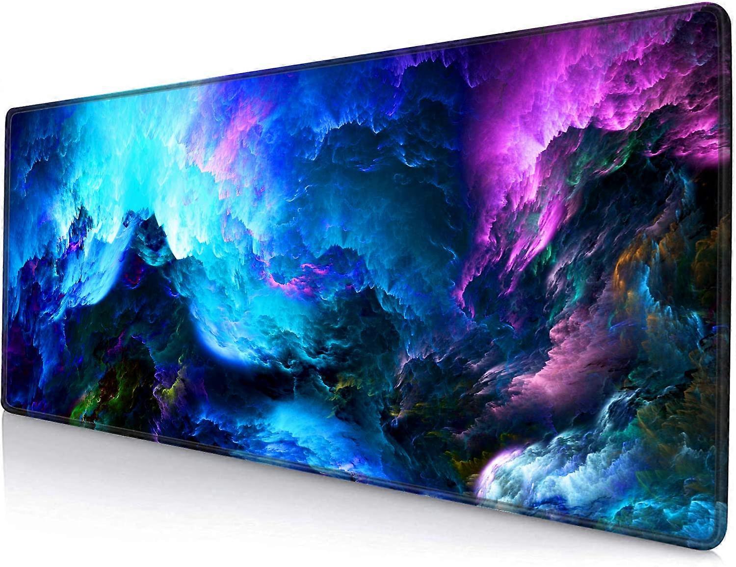 Large Gaming Mouse Pad with NonSlip Rubber Base, Waterproof Surface, Stitched Edges, Dazzling Galaxy Design