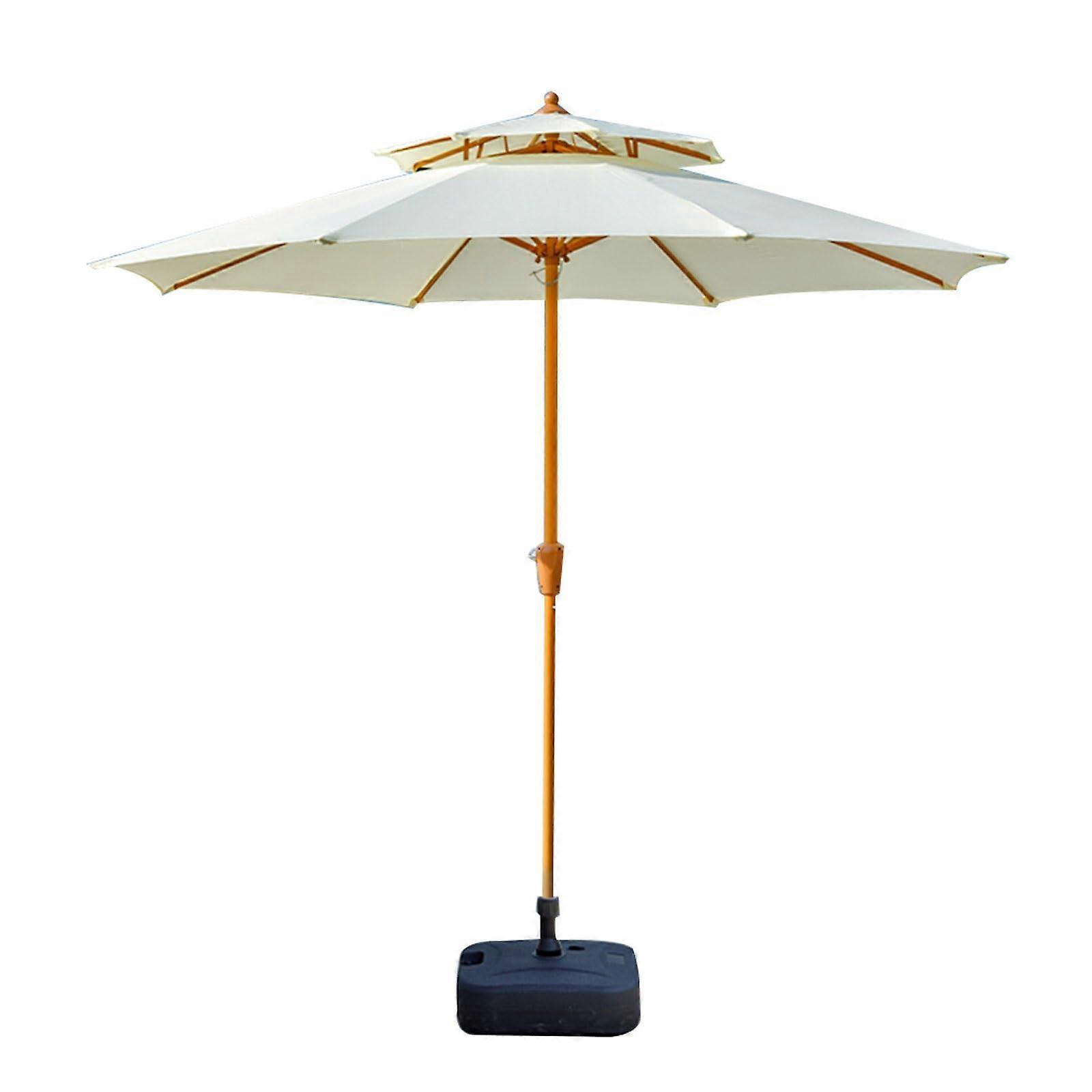 Patio Umbrella with Base UV Blocking Waterproof Fabric Double  Wood Pattern for Backyard Pool