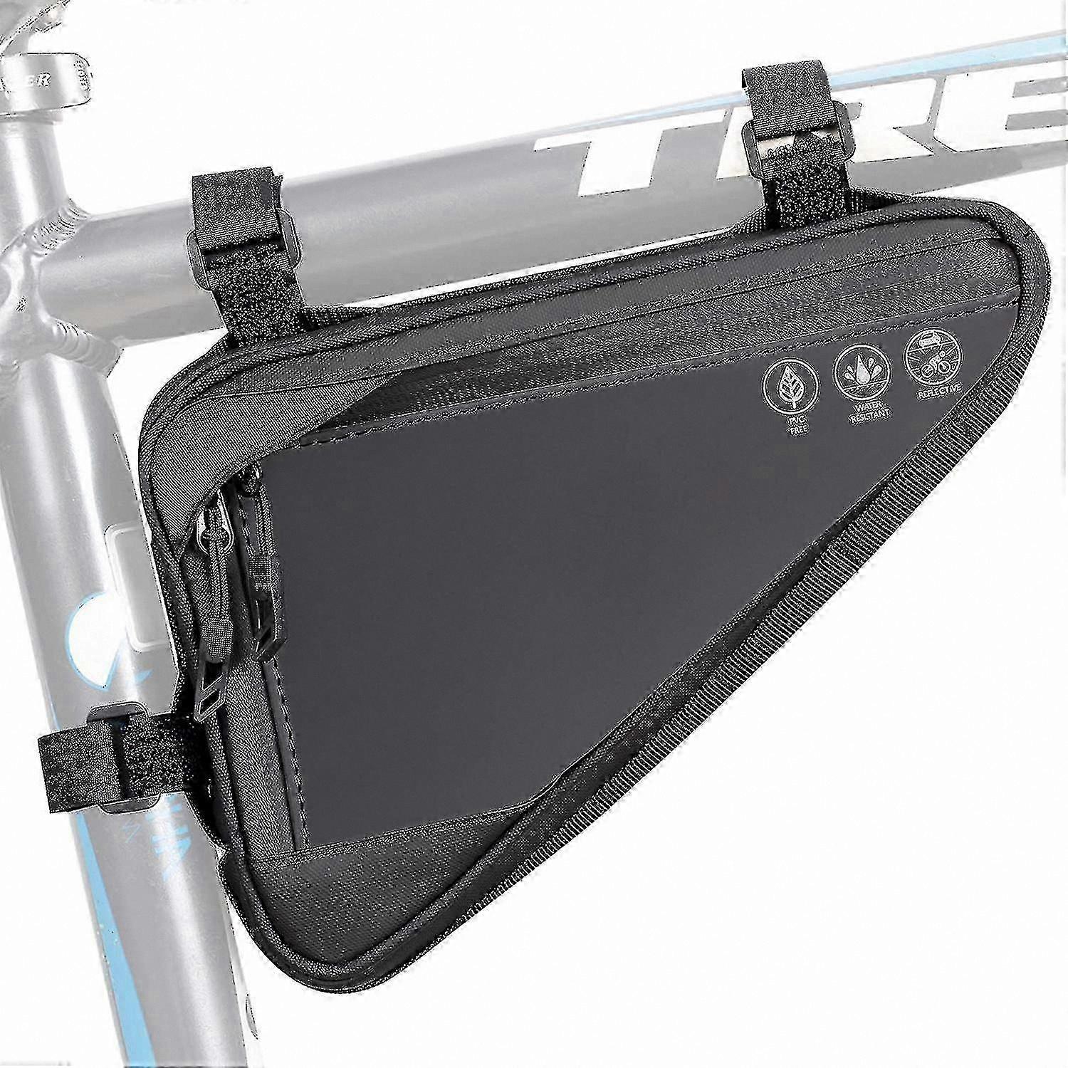 Bicycle Frame Storage Bag with Two Side Pockets, Under Seat Tool Accessory Pouch for Mountain Bikes