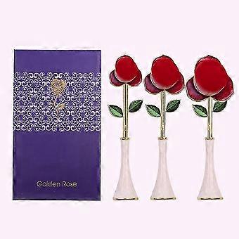 3stk Rose Makeup Børster Kosmetiske børster Sett Kam for Foundation Powder Blush Concealers Eye Shadows Kit