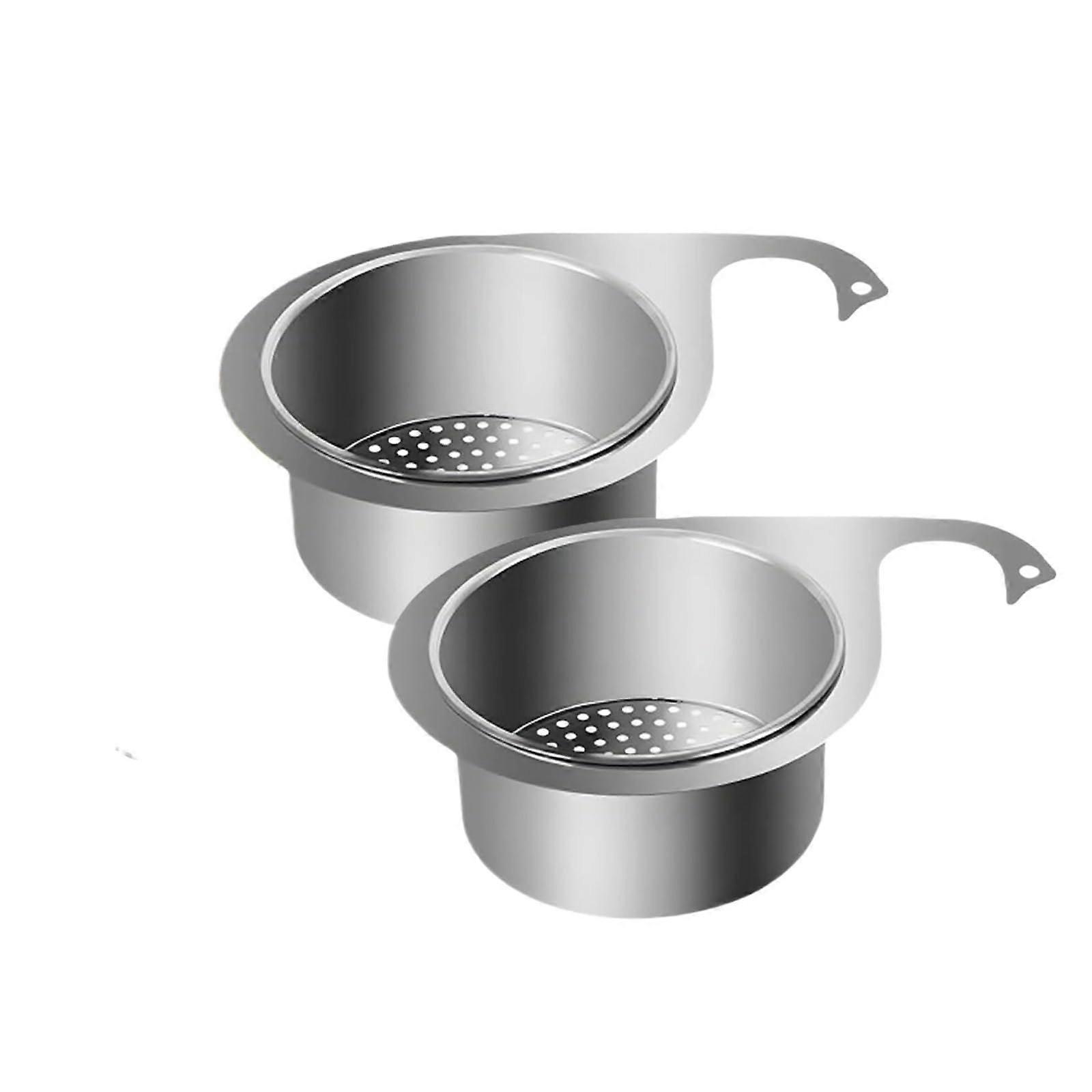 Sink Strainer Basket 2Pack, Triangular Corner Stainless Steel Kitchen Drain Basket with Faucet Hanging Storage