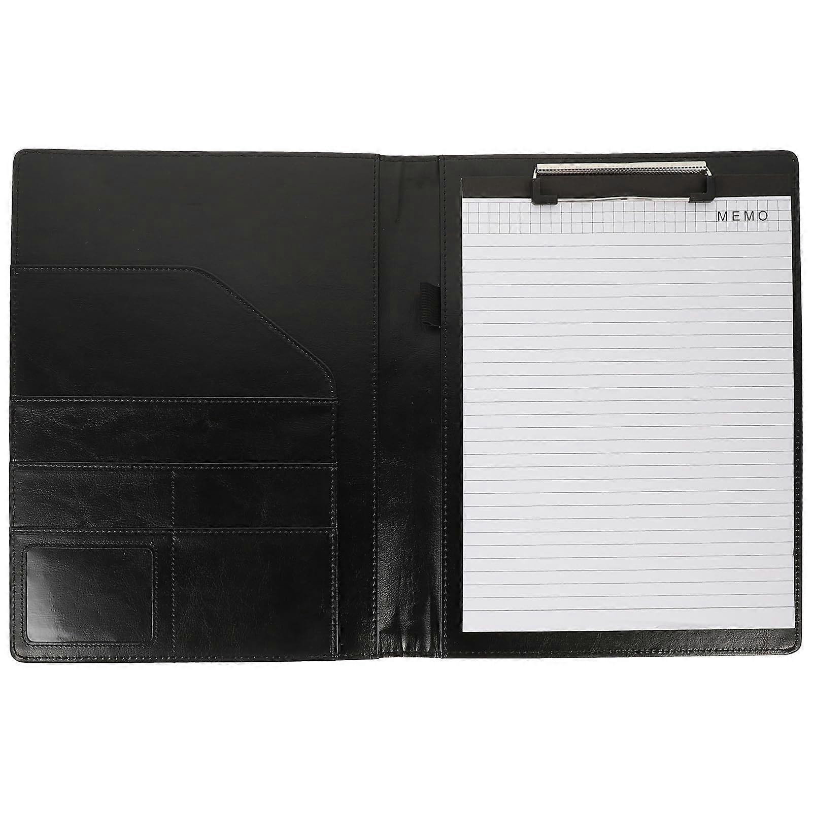 A4 Document Organizer PU Leather Folder with MultiSlot Card Holder for Business and Office Use