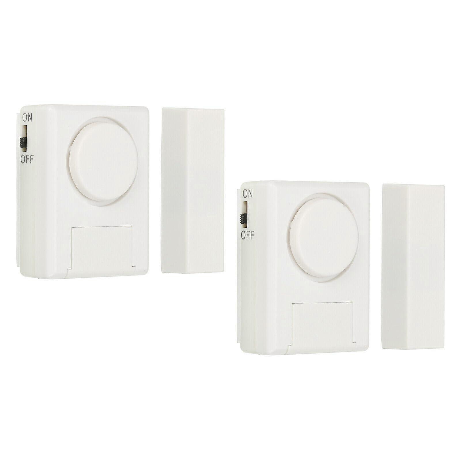 Door Window Alarm Sensor 2 Pack 125dB Loud Magnetic Home Security Alert Easy Mount White
