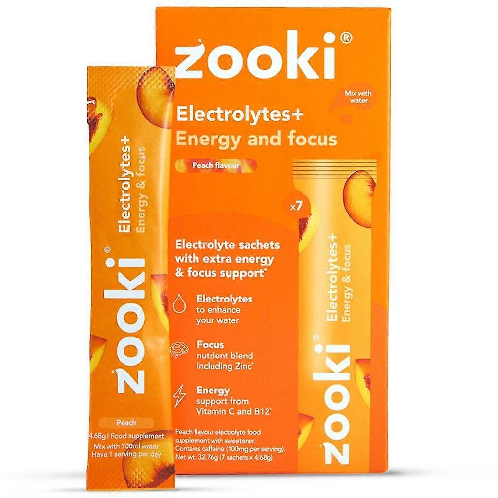 Zooki Electrolytes+ Energy & Focus Peach Sachets 7