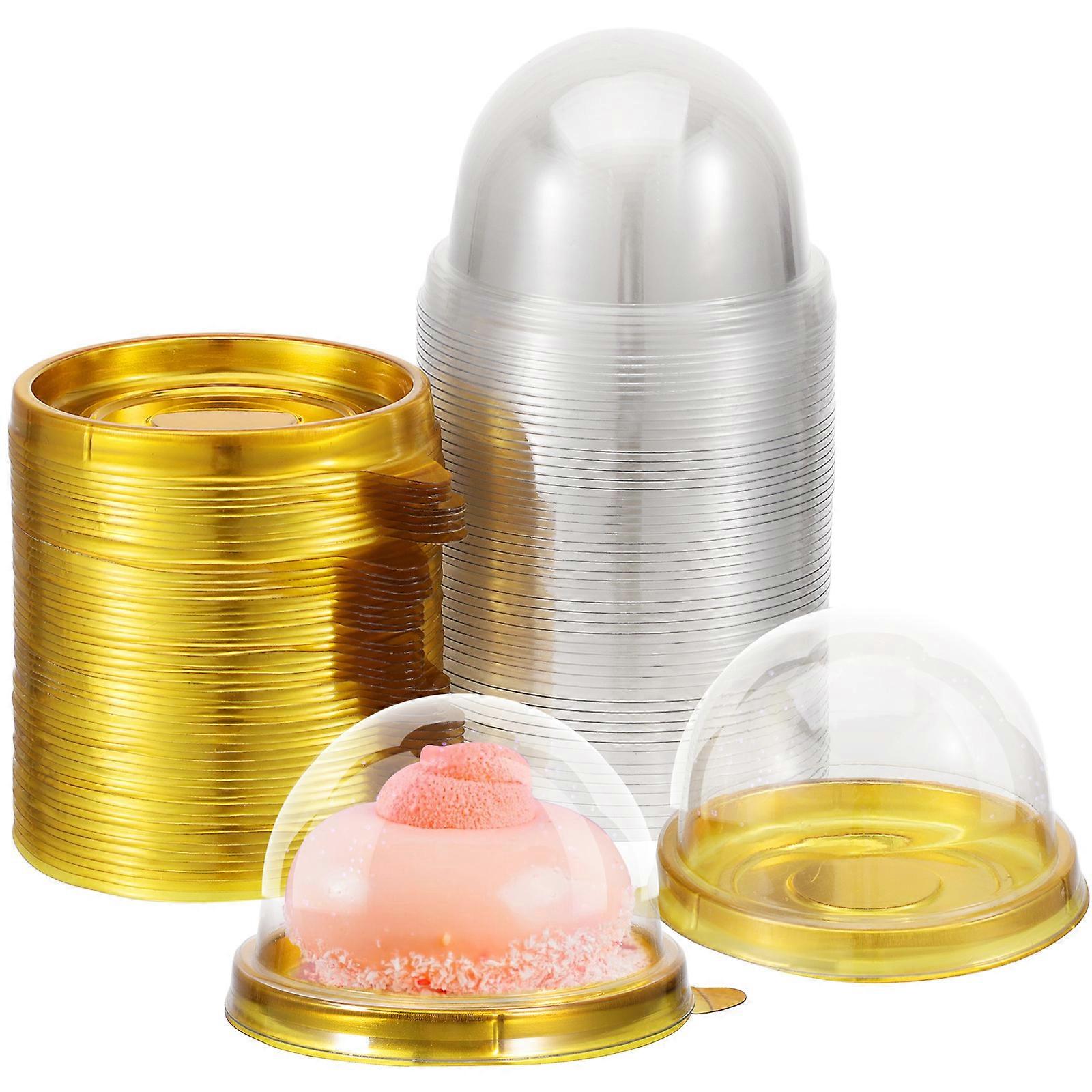 Box Round Plastic Egg Yolk Puff Dome 100Pcs Food Storage