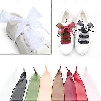 1 Paar 4 cm breite, transparente Schnürsenkel für Partys, Tanz, Wandern, Hip-Hop und Dekorationen, Weiß