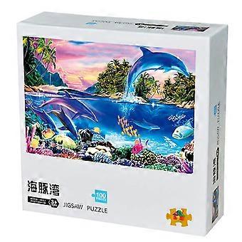 Wooden Jigsaw Puzzle 1000 Pieces for Adults, Vintage Dolphin Bay Landscape with Precision Cut Pieces