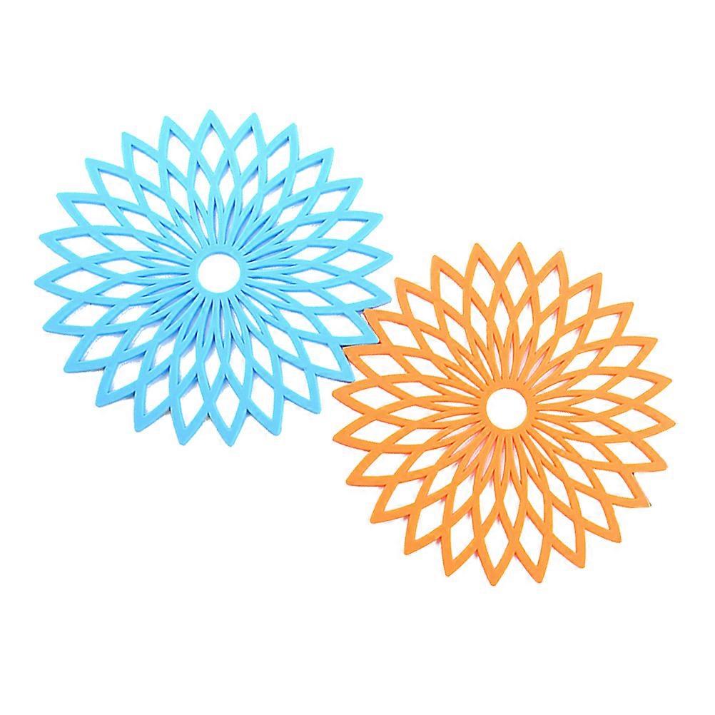 Silicone Insulation Mat Multi-Purpose Kitchen Flower Hot Pad 2Pcs Set