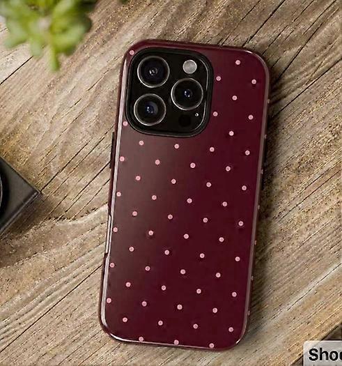 Case for iPhone 13 Polka Dot Double Layer Wine Red