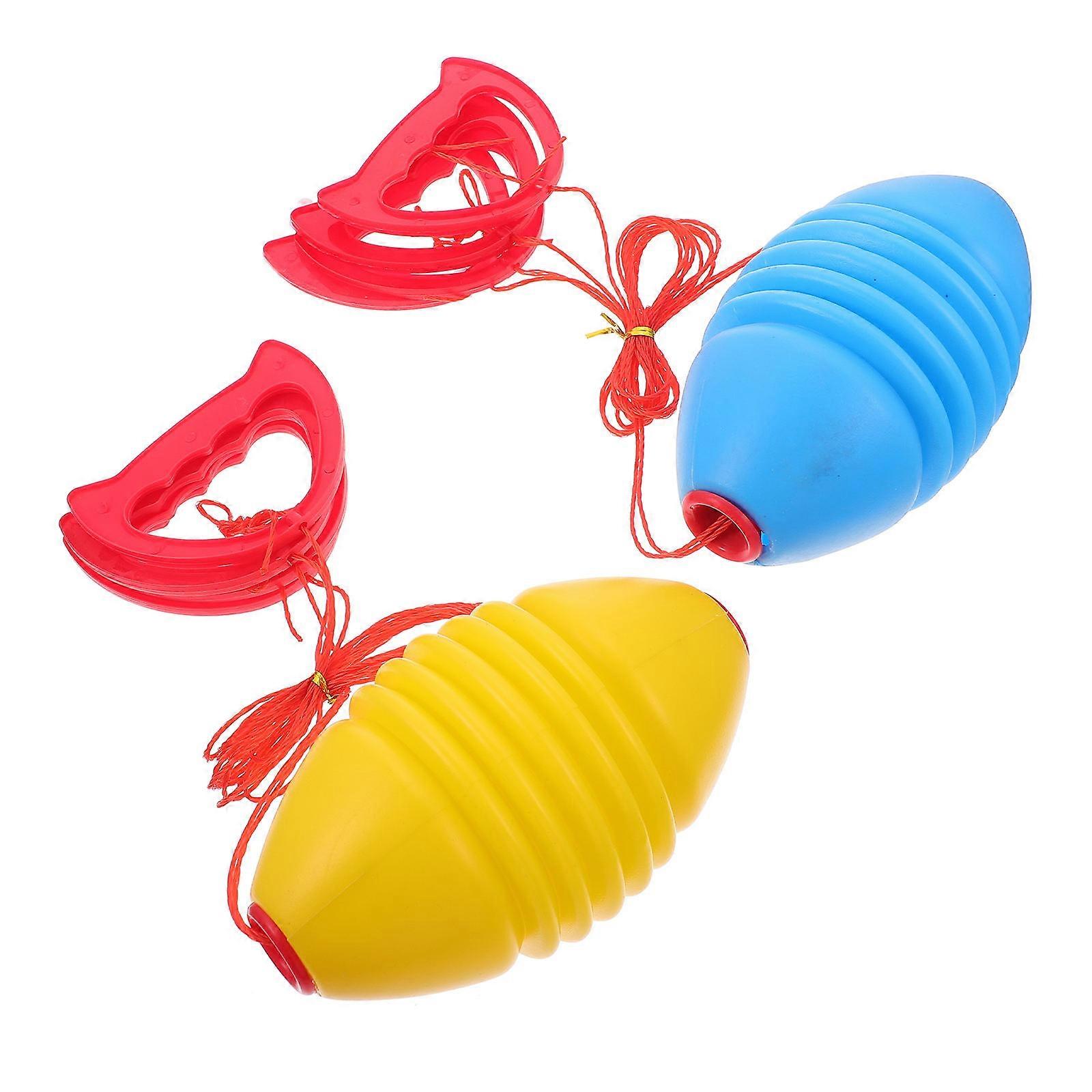 Hand Pull-Balls Double Pulling Toy 2Pcs for Kids Playing Blue Plastic Material