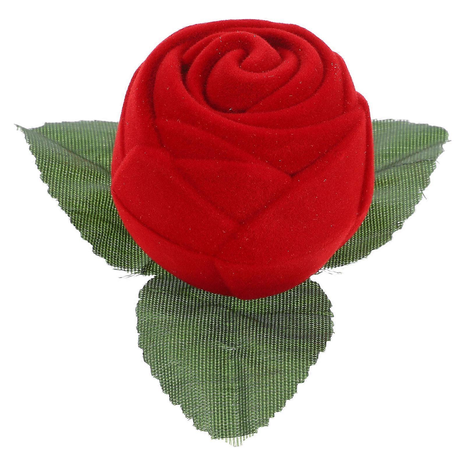 Red Rose Proposal Ring Box for Engagement Elegant Wedding Jewelry Case