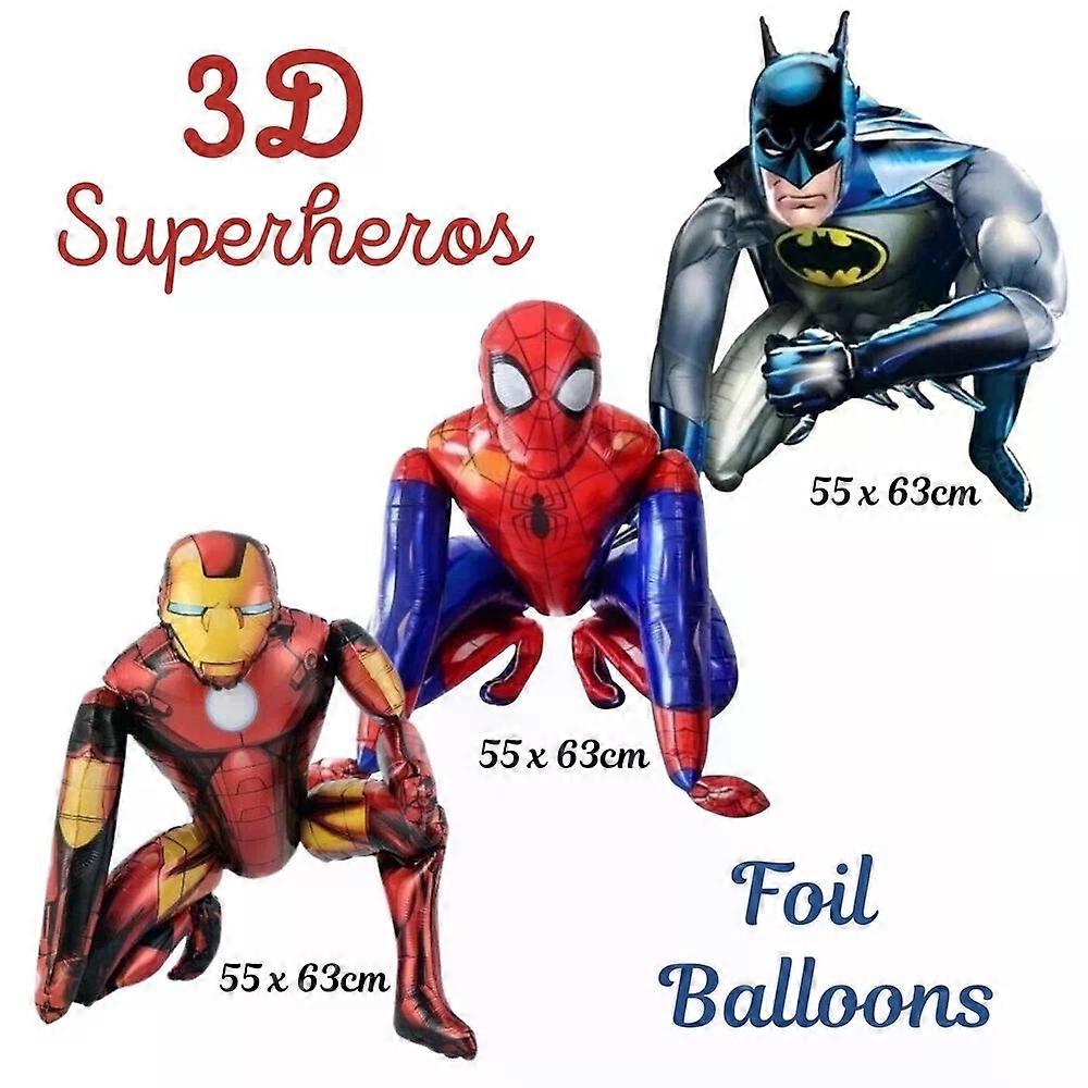 SpiderMan Bat Man Iron Man Large 3D Foil Balloons Marvel Avengers Birthday Party