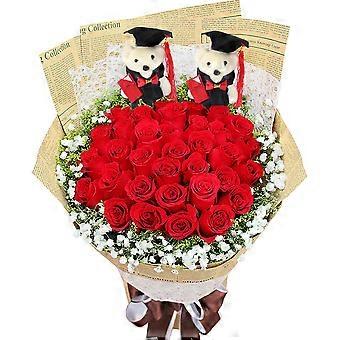 10Pcs 12cm Standing Graduation Ceremony Bear Doll Flower Bouquet Decoration for Commencement Adorable Bear Graduates Gift Accessories (Black White)