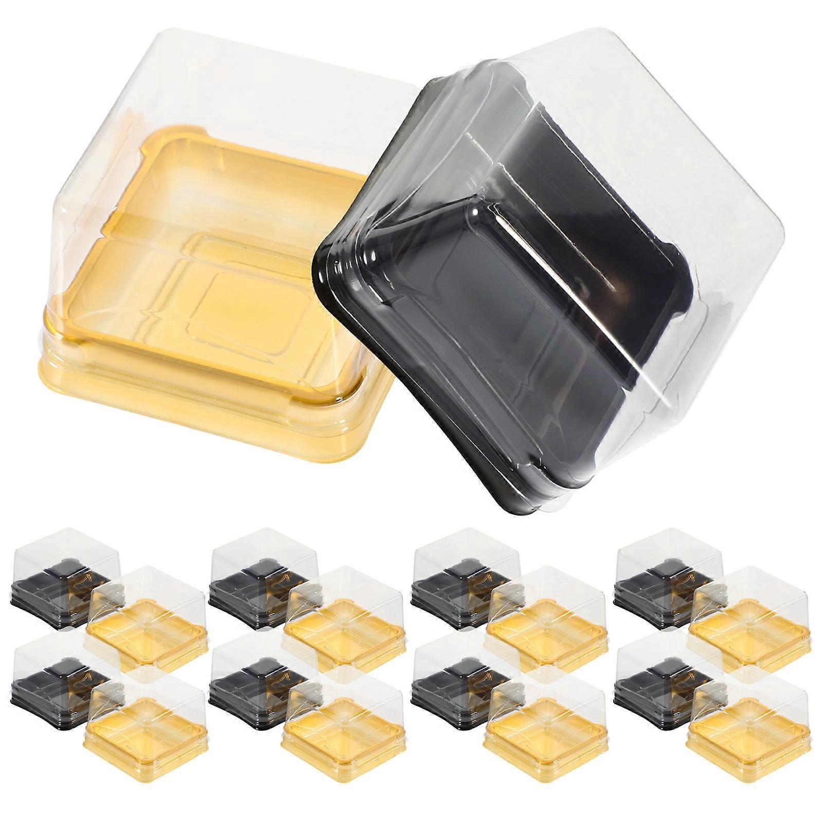 100 Pcs Convenient Moon Cake Boxes Square Packaging Boxes (Golden Black)