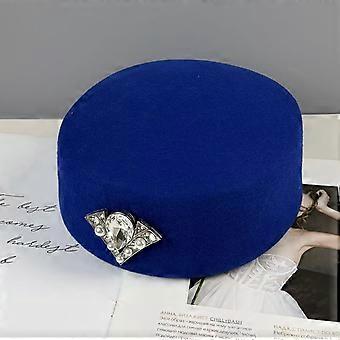 2026 Ny britisk retro 100 % ull Flash Diamond Fedora-hatt for kvinner Fransk eksklusiv flat beret Elegance Niche Design Pillbox-hatt