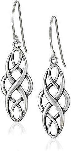 1x3.7cm Sterling Silver Oxidized Celtic Knot Dangle Earrings