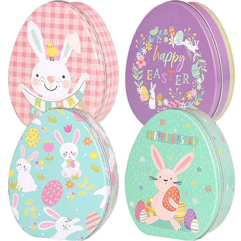 Tinplate Box 4Pcs Rabbit Pattern Candy Boxes for Storage