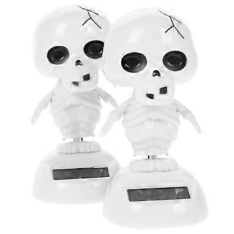 2 stks Halloween Solar Dancing Decor Solar Dancing Skeleton Ghost Decor voor Auto Halloween Decoratie