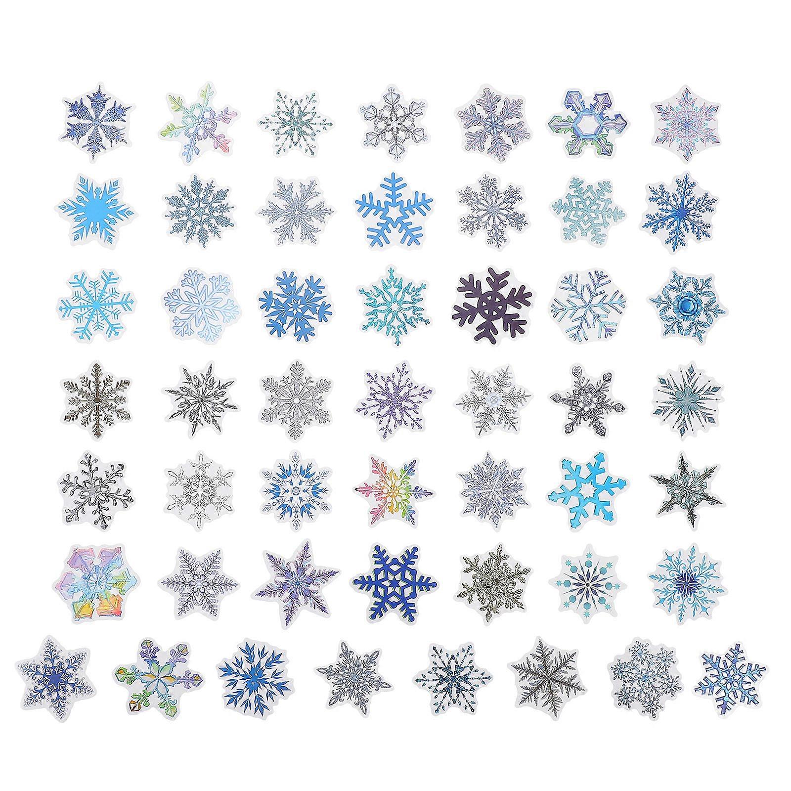 50 Sheets Christmas Window Decals Snowflake Pattern Stickers Showcase Decorations