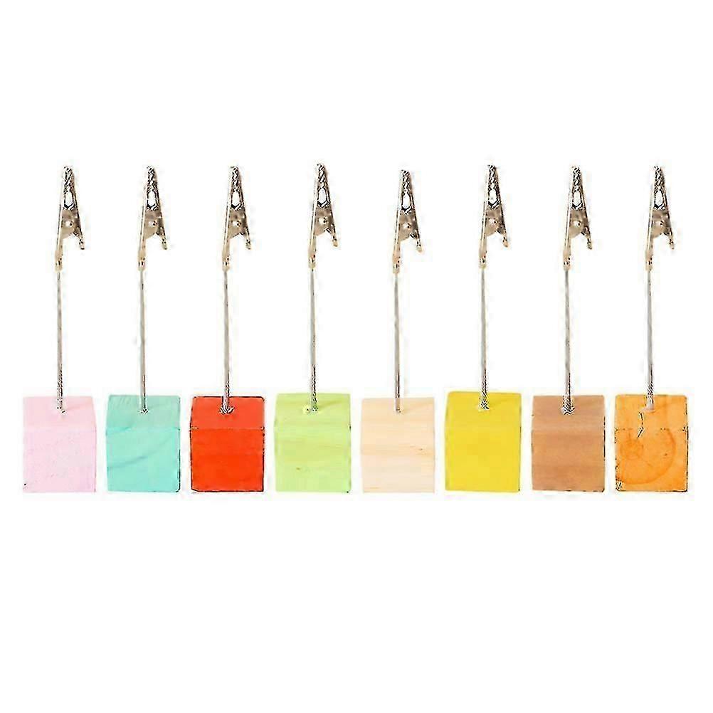 8Pcs Assorted Color Wooden Message Folder Photo Use Note Clips