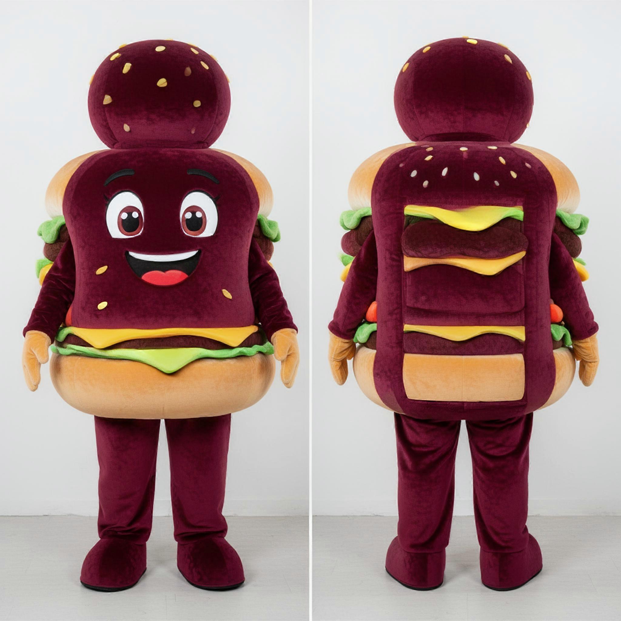 MASTICOT Maroon Rounded Hamburger Mascot