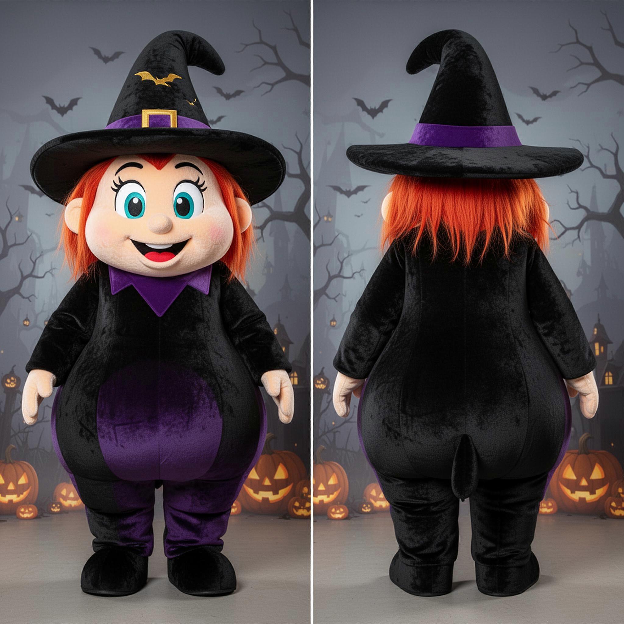 MASTICOT Black Pointed Witchs Hat Mascot