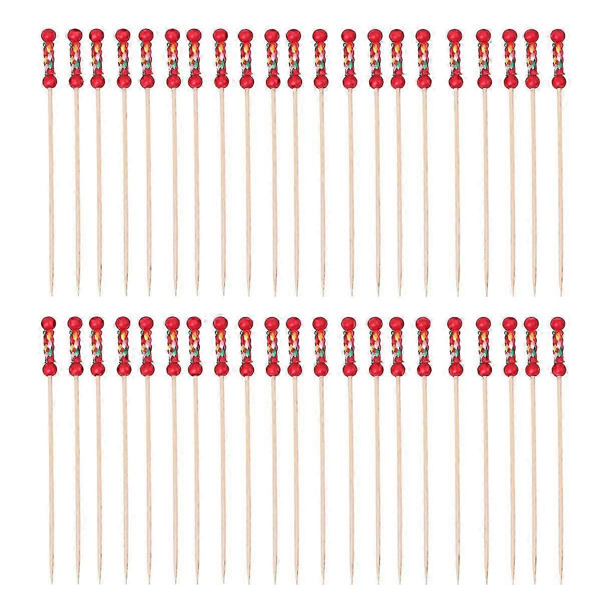 Double Bead Fruit Picks for Party 100Pcs Disposable Sticks