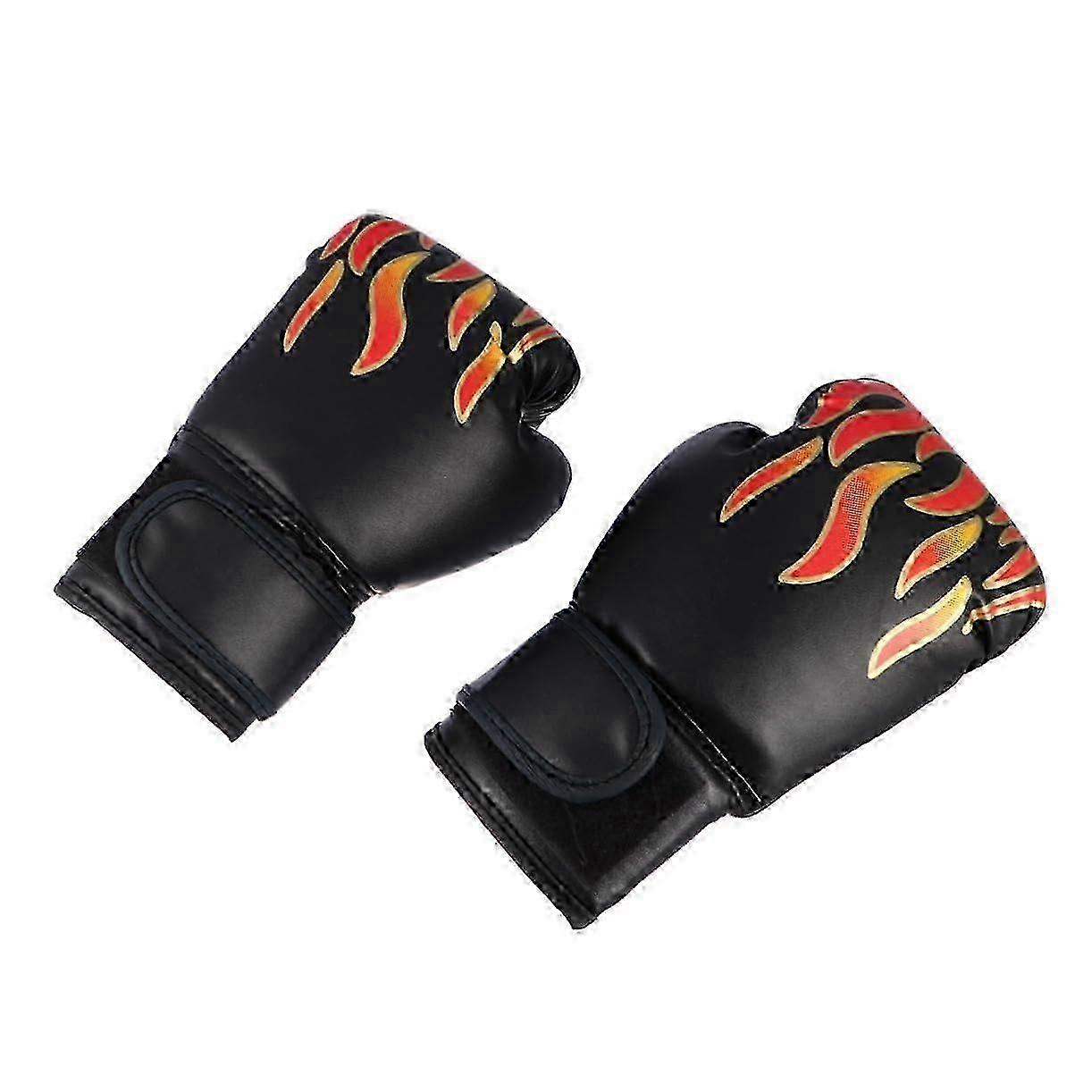 Flame Pattern Boxing Gloves M Black