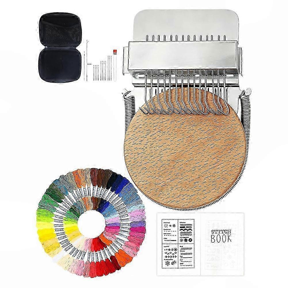 Beginner-Friendly KnitPatch Visible Mending & Darning Kit, Larger Solid Wood Base with Metal Spring Retainer, Hooks & Needles