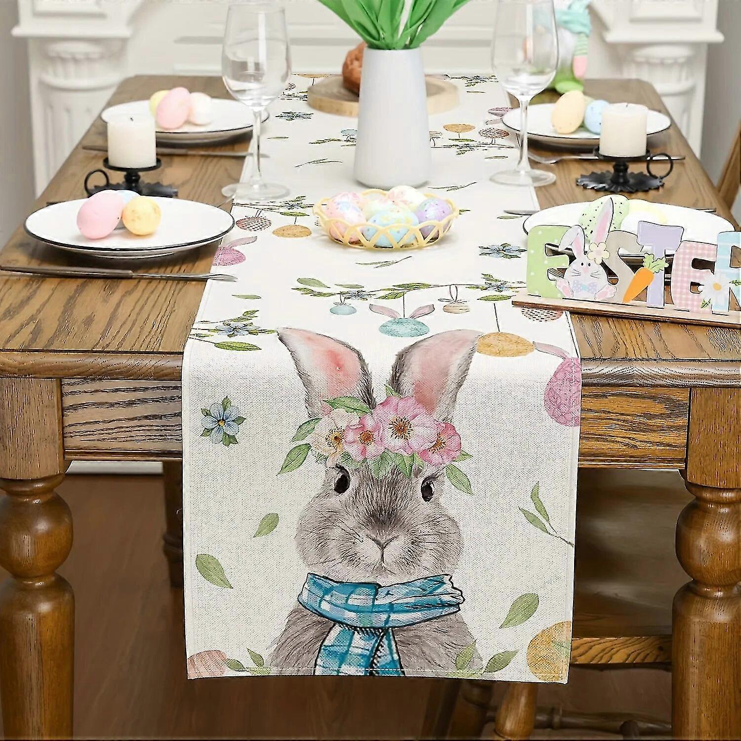 Easter Bunny Linen Table Runner