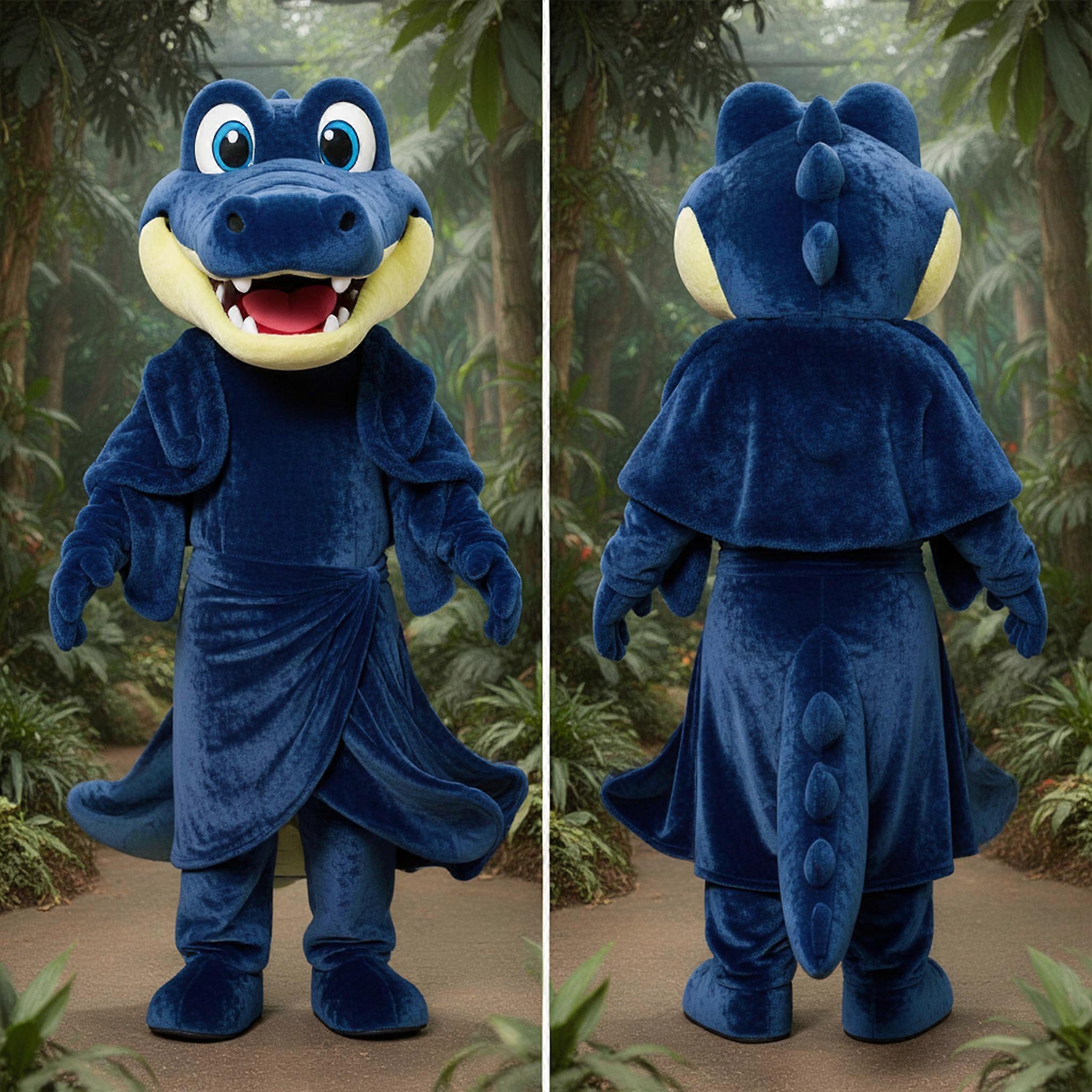 MASTICOT Deep Blue Smiling Crocodile Mascot