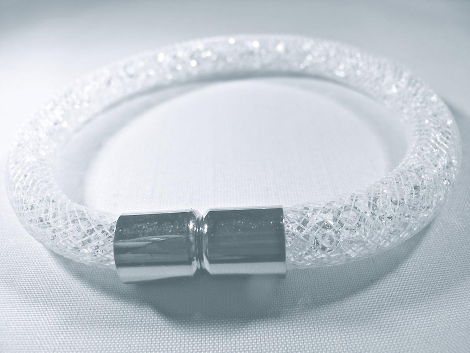 White bracelet filled with white crystals 