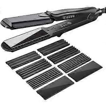 4-in-1 Hair Straightener & Multistyler, CkeyiN Ceramic Flat Iron with Curling Wand, Temperature Control & Fast Heating for Hair Styling