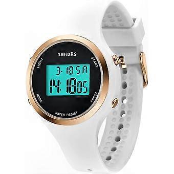 Built-In LED Light & Alarms Digital Sport Watch, Multifunction Chronograph for Boys Girls Teens 5-15 Years Old, White