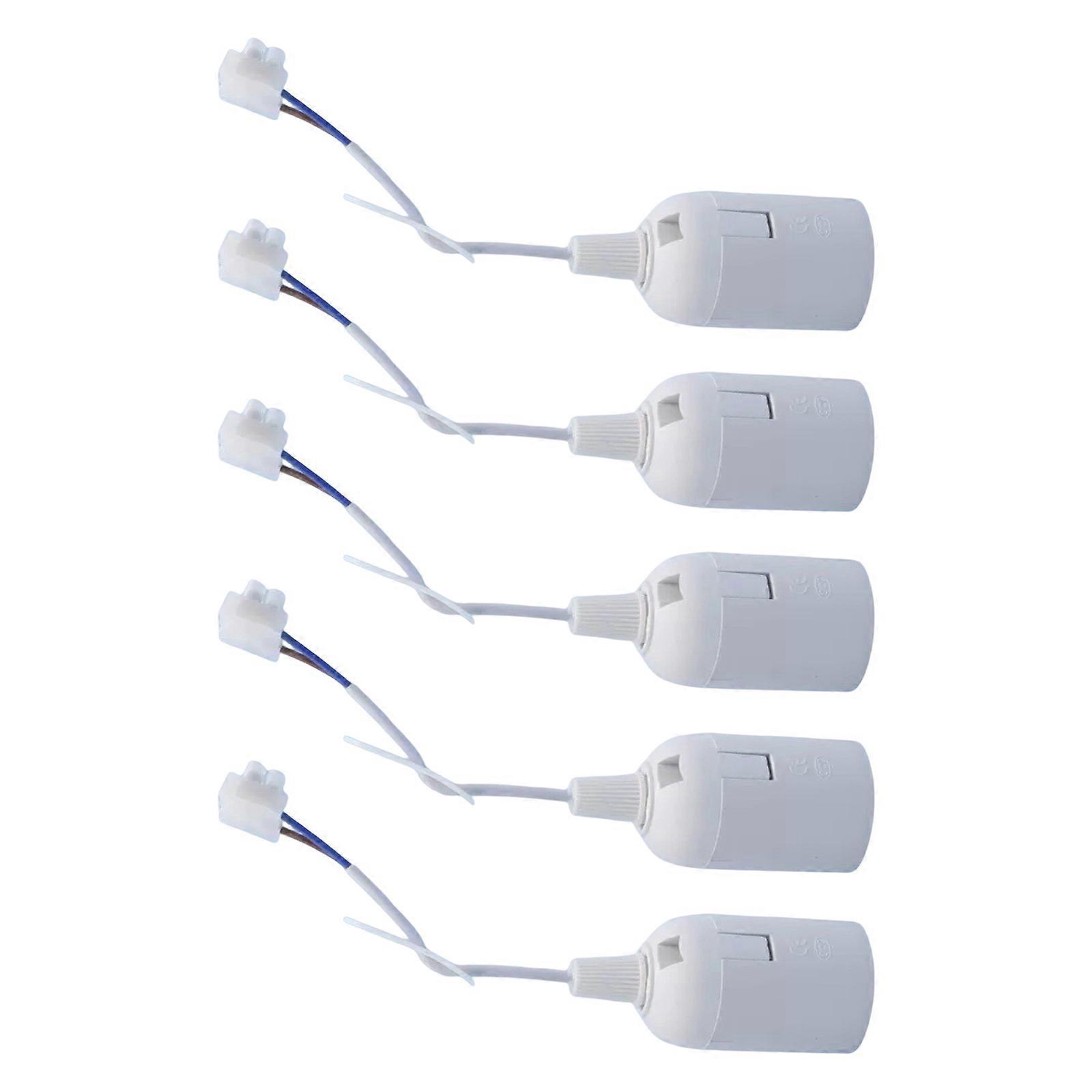 5Pcs Standard E27 Light Socket Adapter Tool Lamp Holder Renovation Socket With Cable Lighting Accessory Easy to Install White
