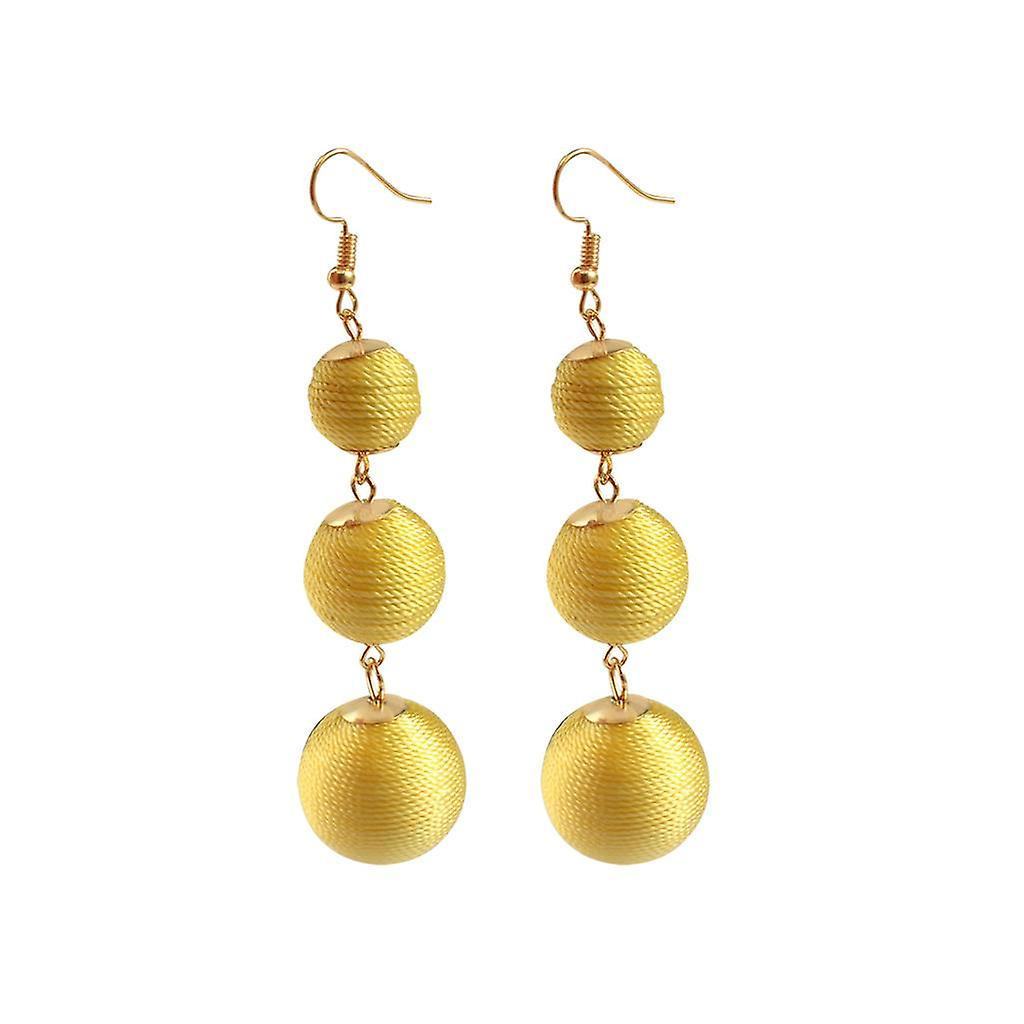 Boho Thread Trei Ball Long Linear Dangle Drop Piercing Cercei cafea