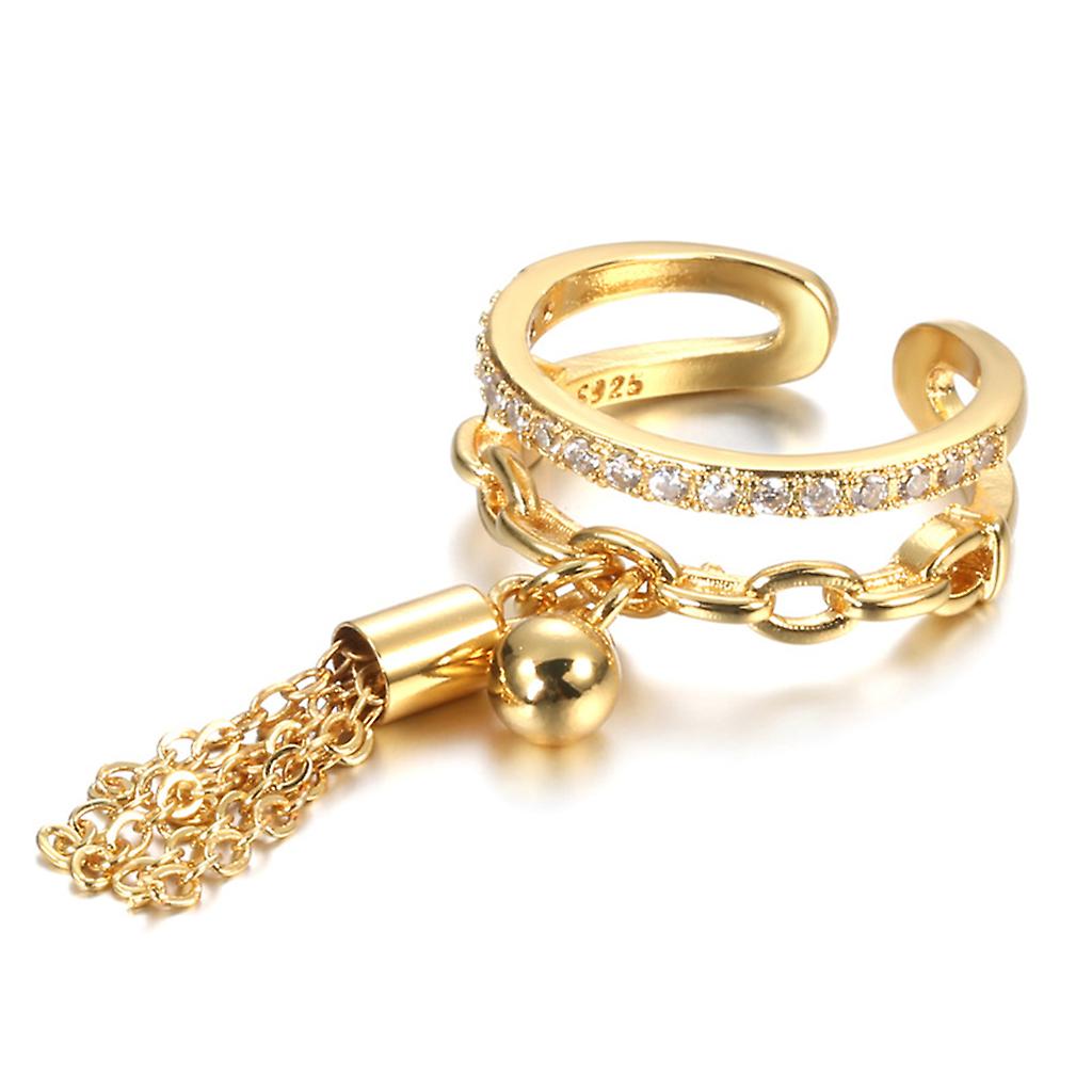 Adjustable Opening Ring Joint Knot Ring Dangling Chain Tassel Ring Band Ring