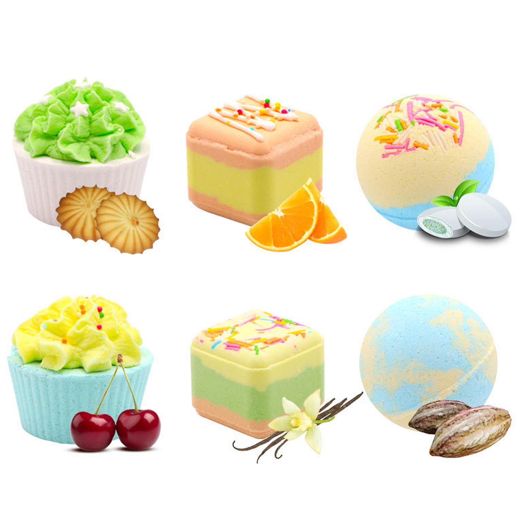 6pcs Bath-bombs Gift Set Vivid Cupcakes Truffles Sprinkle Balls