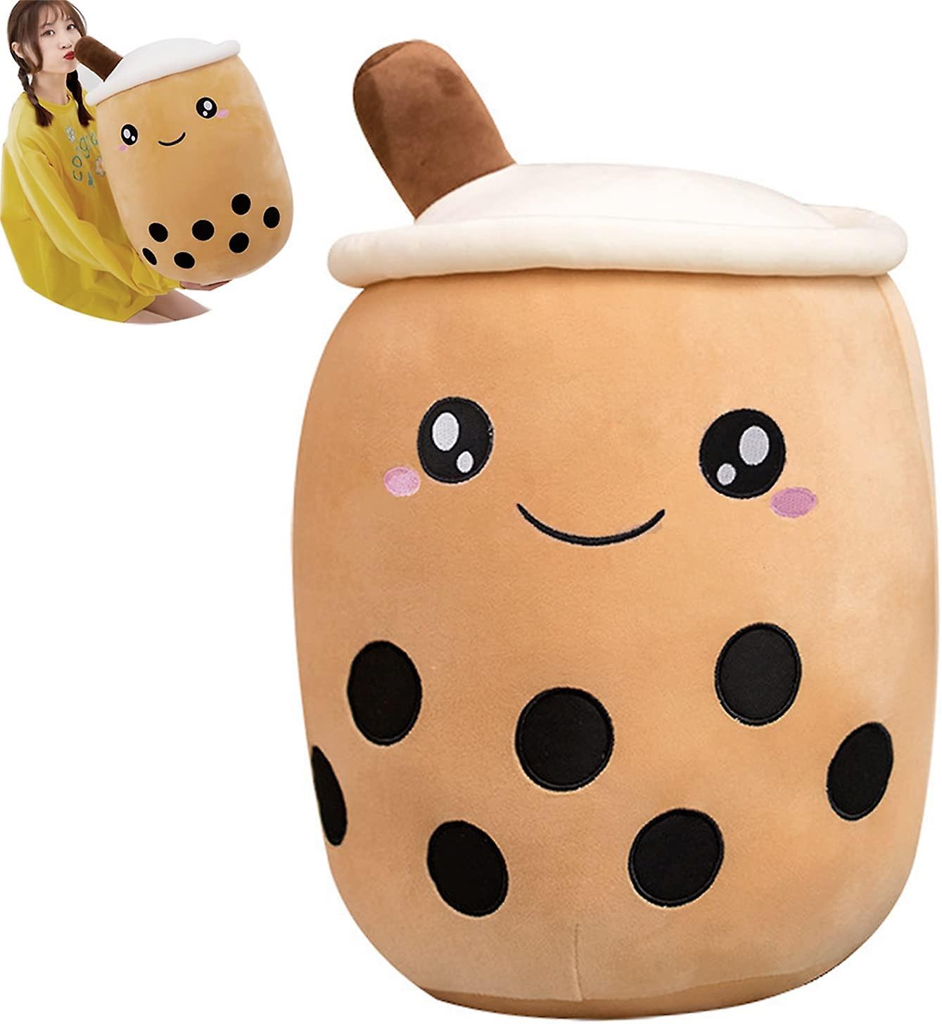 Brinquedo de Pelúcia Boba Tea de 9,8 Polegadas Marrom Pérola Leite Chá Bolha Travesseiro de Pelúcia Almofada de Abraço Macio para Casa (Marrom, 9,8 polegadas)