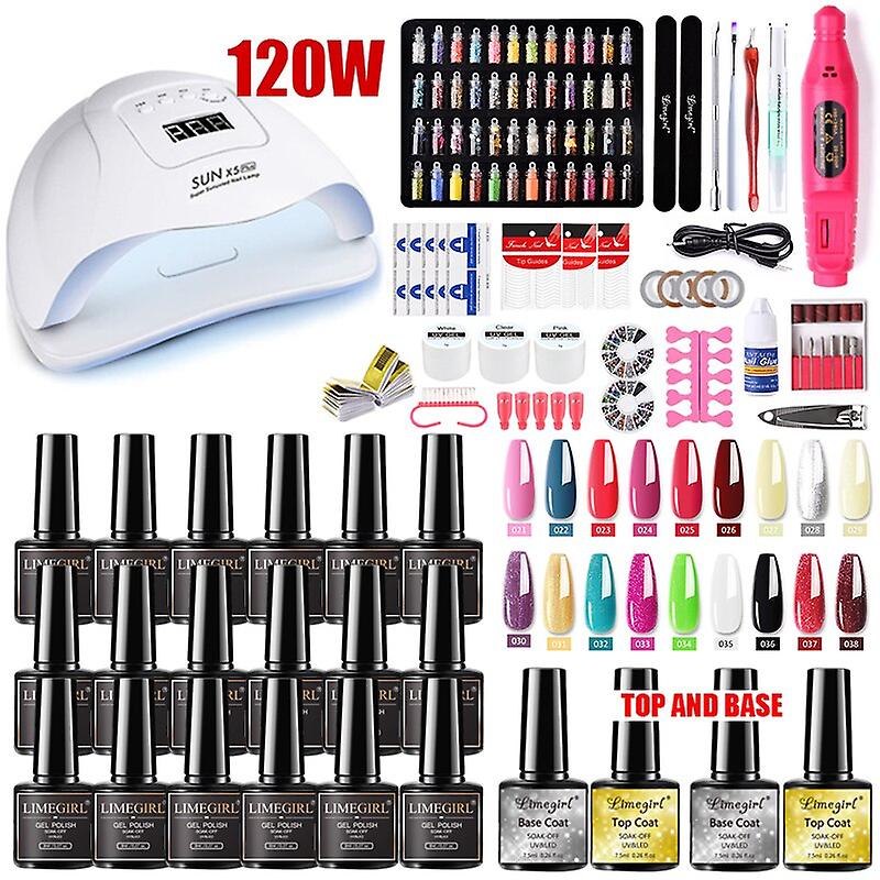 Manicure Set For Nail Extensions Gel Nail Polish Set Soak Off Uv Led Lamp Dryer Nail Set J