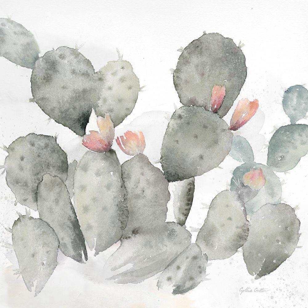 Cactus Garden Gray Blush I Poster