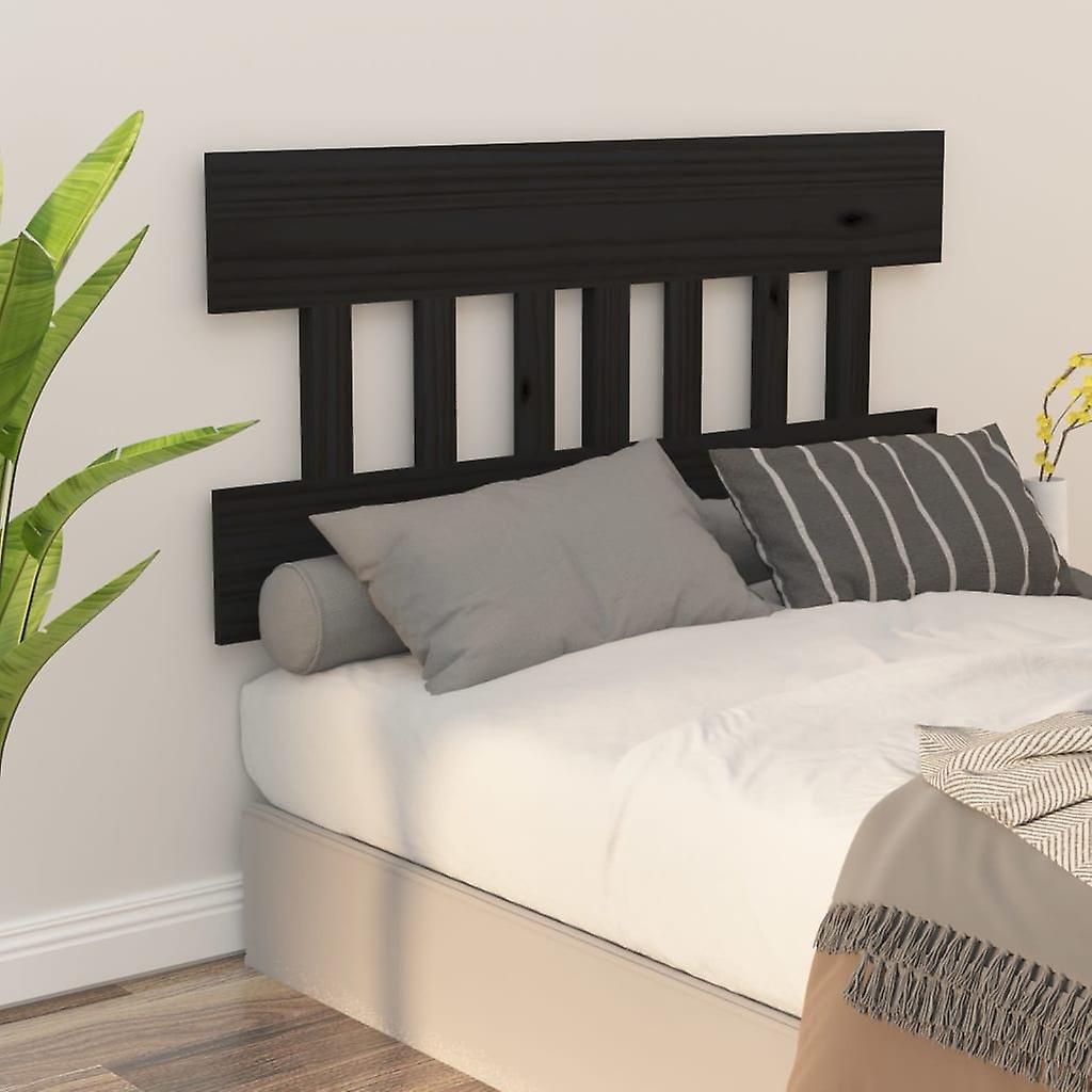 Headboard Black 183.5x3x81 cm Solid Pine Wood