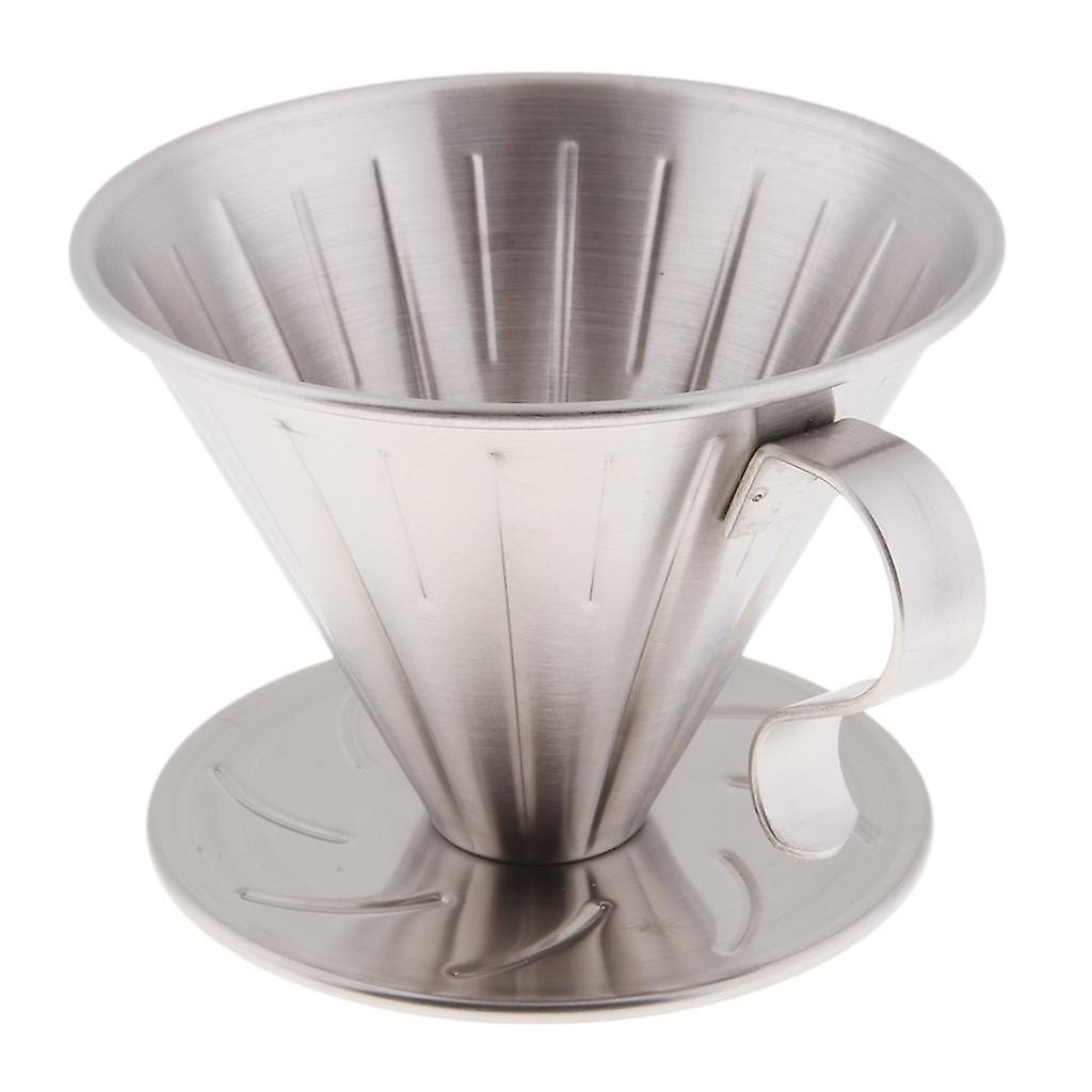 Metal Pour Over Cone Dripper Reusable Coffee Filter Cone with Cup Stand L