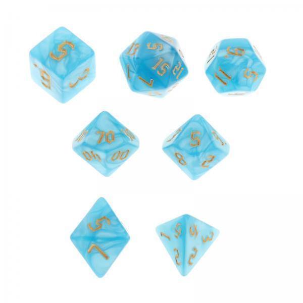 2xPolyhedral Dices Different Numbers Engraved Puzzle Game Gifts Blue