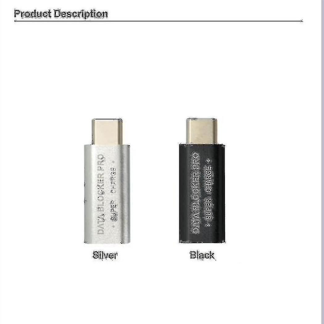 2pcs Usb Type-c Data Usb-c Adapter Support Quick Charge(50v/5a) Stop Data Theft (black)