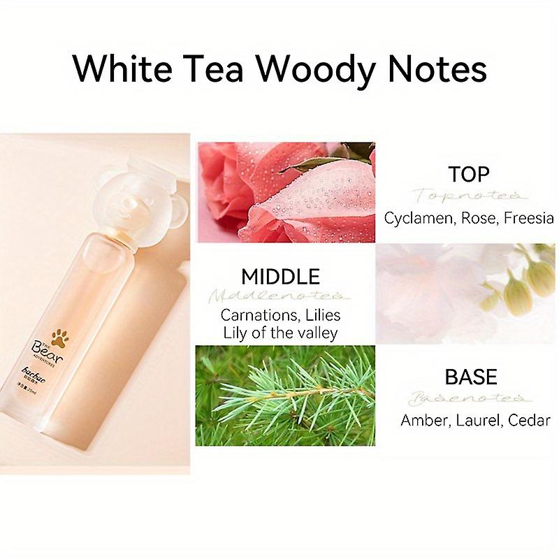 Portable Bear Perfume Long Lasting Perfume For Girls Women Peach Floral & Fruity White Tea Woody Notes 20ml 068floz For Dating Daily Party Use